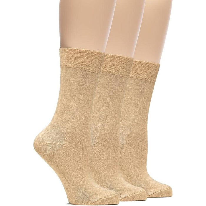 3 Pairs Soft Bamboo Crew Dress Socks - Comfortable and Breathable