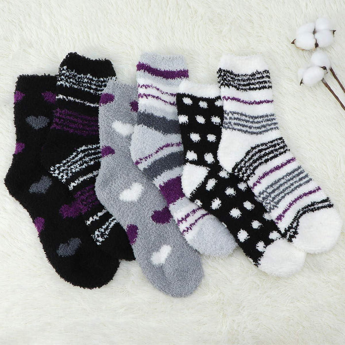 6 Pairs Fleece Slipper Socks – Warm and Comfortable