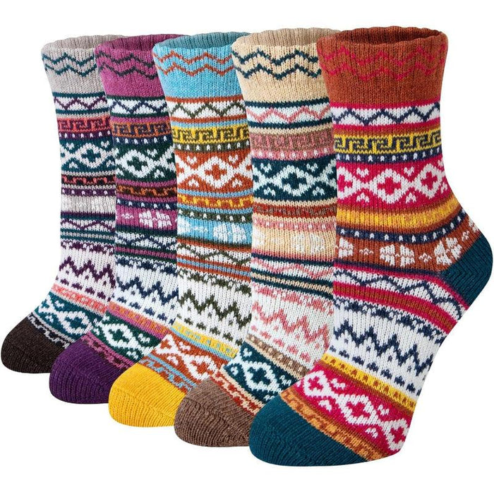 5 Pack Wool Blend Cabin Socks – Perfect for Winter Adventures