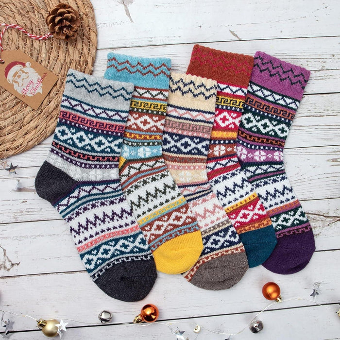 5 Pack Wool Blend Cabin Socks – Perfect for Winter Adventures