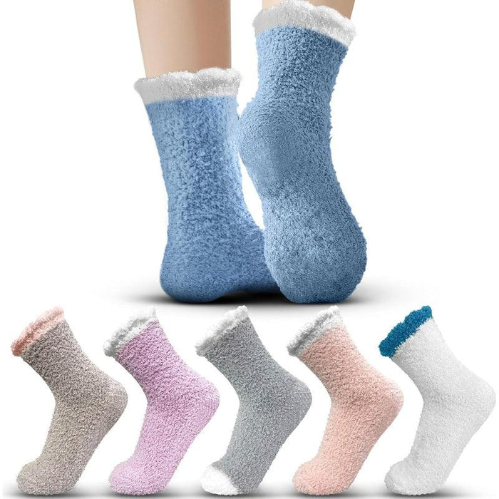 5-Pack Soft Winter Plush Slipper Socks - Cozy Comfort