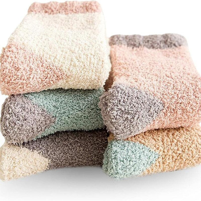 5-Pack Winter Plush Fluffy Slipper Socks - Cozy Comfort for Cold Weather