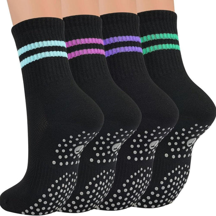 4 Pack Yoga Crew Toe Socks – Perfect for Yoga and Dance