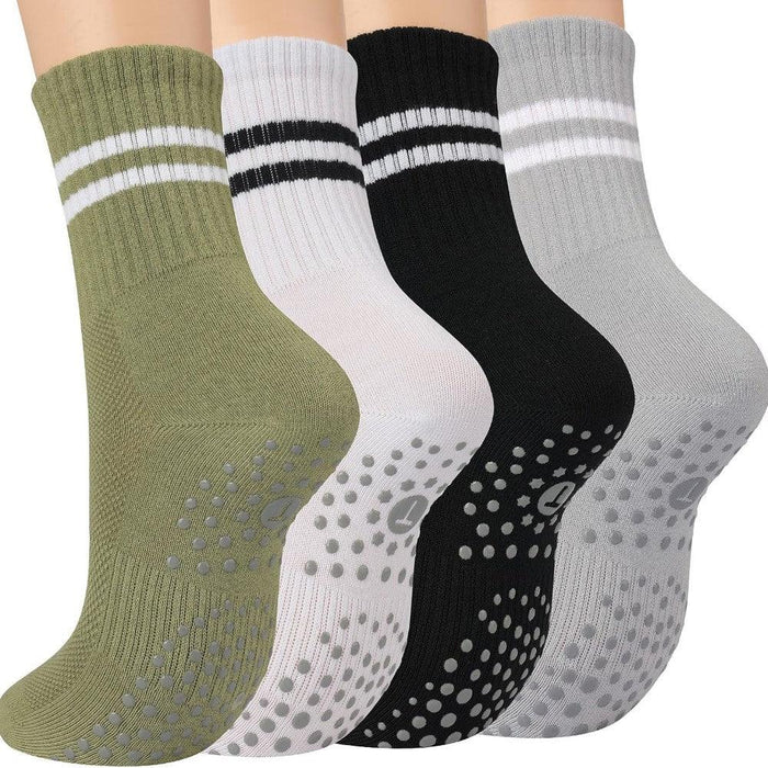 4 Pack Yoga Crew Toe Socks – Perfect for Yoga and Dance